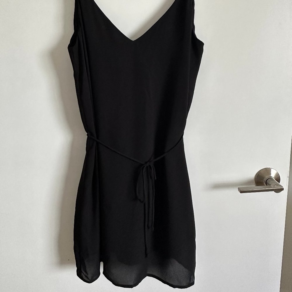 Rory Beca | Kaya Mini Dress | Black V-neck V-back | Size M